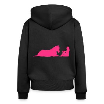 have a break - Frauen Premium Bio Zip Hoodie - Schwarz - Hinten - Julia (174cm)