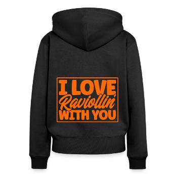 Noodles Noodle Lover Ravioli Cadeau - Sweat à capuche zippé Premium bio Femme - noir - Dos - Julia (174cm)