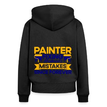 Maler Bautenmaler Farbe mischen Geschenk - Frauen Premium Bio Zip Hoodie - Schwarz - Hinten - Julia (174cm)