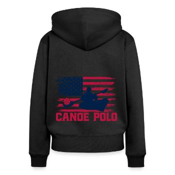 Kanupolo Kanupolo spielen Kanupolo Spieler Geschen - Frauen Premium Bio Zip Hoodie - Schwarz - Hinten - Julia (174cm)