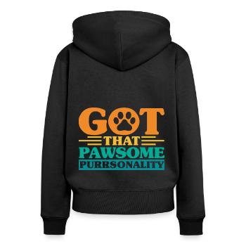 Chat parents chats dictons chat cadeau - Sweat à capuche zippé Premium bio Femme - noir - Dos - Julia (174cm)
