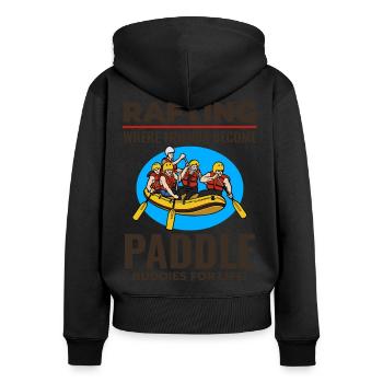 Rafting Team Raft Wildwasser Rafter Paddel Lustig - Frauen Premium Bio Zip Hoodie - Schwarz - Hinten - Julia (174cm)