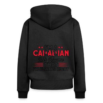 Drapeau canadien Cadeau racines canadiennes - Sweat à capuche zippé Premium bio Femme - noir - Dos - Julia (174cm)