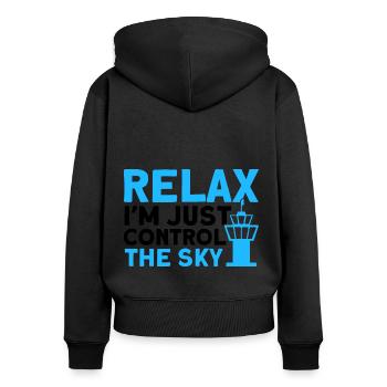 Contrôle de la circulation aérienne Contrôleur de la circulation aérienne Cadeau de l’aéroport - Sweat à capuche zippé Premium bio Femme - noir - Dos - Julia (174cm)
