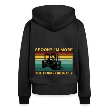 Forklift Driver Fork-Kinda Guy Gift - Women's Premium Organic Zip Hoodie - black - Back - Julia (174cm)