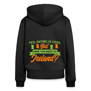 Drapeau irlandais Irlande Cadeau aux racines irlandaises - Sweat à capuche zippé Premium bio Femme - noir - Dos - Julia (174cm)