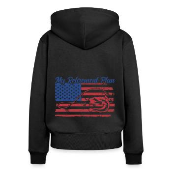 My Retirement Plan Catfish Fishing Gift - Women's Premium Organic Zip Hoodie - black - Back - Julia (174cm)