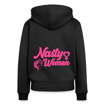 Droits des femmes Autonomisation féministe - Sweat à capuche zippé Premium bio Femme - noir - Dos - Julia (174cm)
