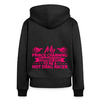 Rennwagen Drag Race Drag Racer Geschenk - Frauen Premium Bio Zip Hoodie - Schwarz - Hinten - Julia (174cm)