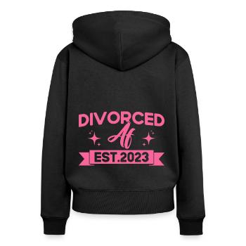 Geschiedene Ex Partner Geschieden Geschenk - Frauen Premium Bio Zip Hoodie - Schwarz - Hinten - Julia (174cm)