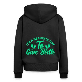 Hebamme Geburtshelfer Doula Geschenk - Frauen Premium Bio Zip Hoodie - Schwarz - Hinten - Julia (174cm)
