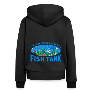 Aquarist Fish Keeper Hobby Aquarium Fish Keeper - Sweat à capuche zippé Premium bio Femme - noir - Dos - Julia (174cm)