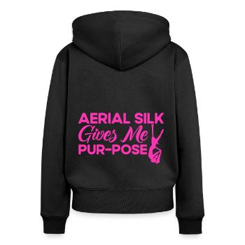 Aerial Yoga Aerial Silk Aerial Acrobats Gift - Women's Premium Organic Zip Hoodie - black - Back - Julia (174cm)