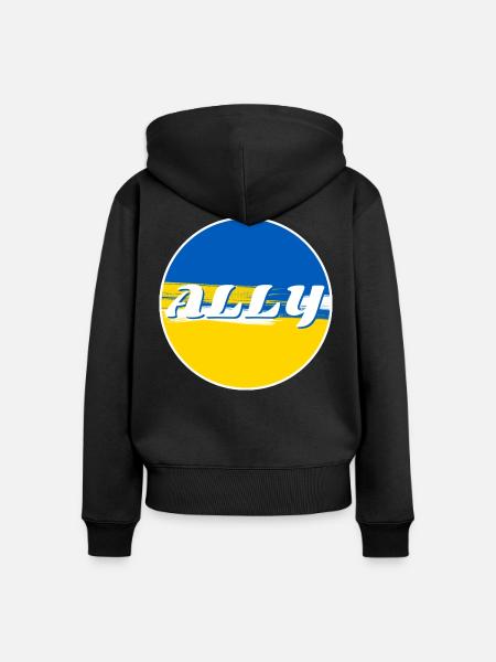 Ally Ukraine - Frauen Premium Bio Zip Hoodie - Schwarz