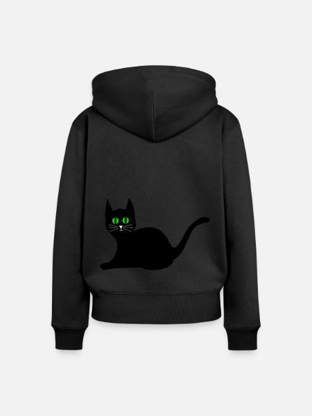 schwarze Katze - Frauen Premium Bio Zip Hoodie - Schwarz