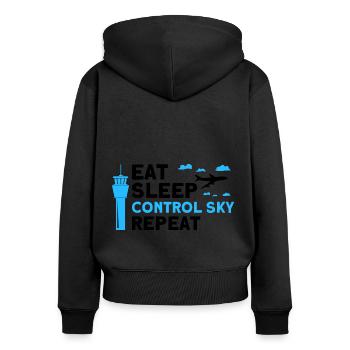 Contrôle de la circulation aérienne Contrôleur de la circulation aérienne Cadeau de l’aéroport - Sweat à capuche zippé Premium bio Femme - noir - Dos - Julia (174cm)