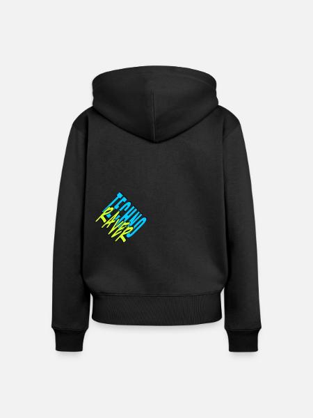 techno raver - Frauen Premium Bio Zip Hoodie - Schwarz