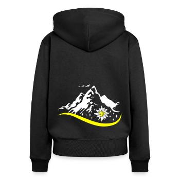 Alpen Edelweiß Edelweiss Tracht für Dirndl - Frauen Premium Bio Zip Hoodie - Schwarz - Hinten - Julia (174cm)