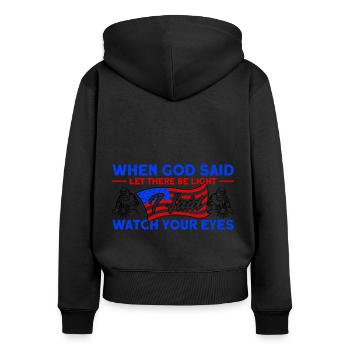 Soudeur SOUDEUR USA Cadeau patriotique - Sweat à capuche zippé Premium bio Femme - noir - Dos - Julia (174cm)