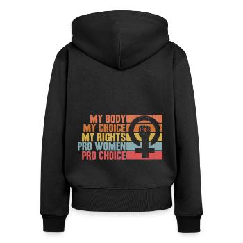 Feminismus Rechte der Frauen Feministisch Geschenk - Frauen Premium Bio Zip Hoodie - Schwarz - Hinten - Julia (174cm)