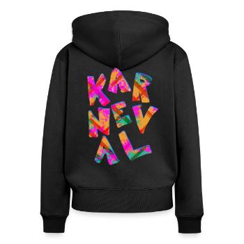 Karneval - Fasching - Frauen Premium Bio Zip Hoodie - Schwarz - Hinten - Julia (174cm)