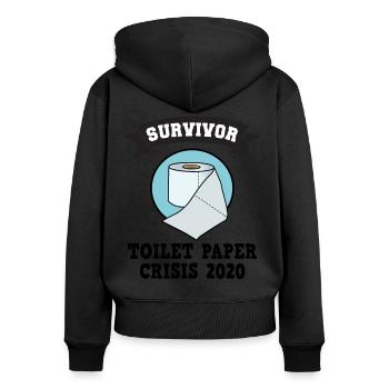 Papier hygiénique Survivor Corona Virus papier hygiénique - Sweat à capuche zippé Premium bio Femme - noir - Dos - Julia (174cm)