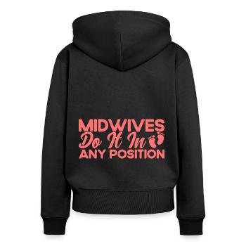 Obstetrician Midwife LD Work Gift - Women's Premium Organic Zip Hoodie - black - Back - Julia (174cm)