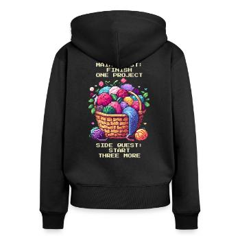Crochet Quest: One Project, Three More - Women's Premium Organic Zip Hoodie - black - Back - Julia (174cm)