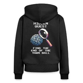 Geheime Quest | Wollknäuel Ende finden | Häkeln - Frauen Premium Bio Zip Hoodie - Schwarz - Hinten - Julia (174cm)