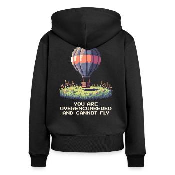 Surchargé – pas de vol possible | Thermiques en ballon - Sweat à capuche zippé Premium bio Femme - noir - Dos - Julia (174cm)