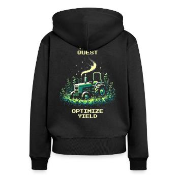 Maximisation du rendement | Agriculture de précision active - Sweat à capuche zippé Premium bio Femme - noir - Dos - Julia (174cm)
