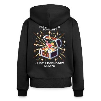 Legendary Drinks | No debuffs, only crits - Women's Premium Organic Zip Hoodie - black - Back - Julia (174cm)