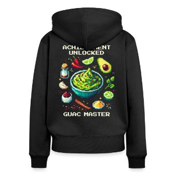 Guac Master Unlocked | Avocado Skill Achievement - Frauen Premium Bio Zip Hoodie - Schwarz - Hinten - Julia (174cm)