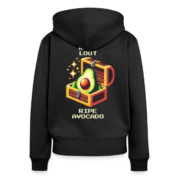 Rare Loot | Perfectly Ripened Avocado Drop - Women's Premium Organic Zip Hoodie - black - Back - Julia (174cm)