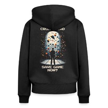 Crux ahead | Bouldering Pixel Art Kneebar - Women's Premium Organic Zip Hoodie - black - Back - Julia (174cm)