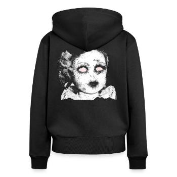 Horreur de l'enfant - Sweat à capuche zippé Premium bio Femme - noir - Dos - Julia (174cm)