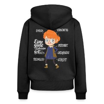 Teacher Gift - Women's Premium Organic Zip Hoodie - black - Back - Julia (174cm)
