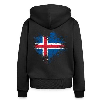 Island Flagge - Frauen Premium Bio Zip Hoodie - Schwarz - Hinten - Julia (174cm)