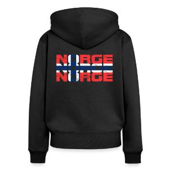 Norvège - Sweat à capuche zippé Premium bio Femme - noir - Dos - Julia (174cm)