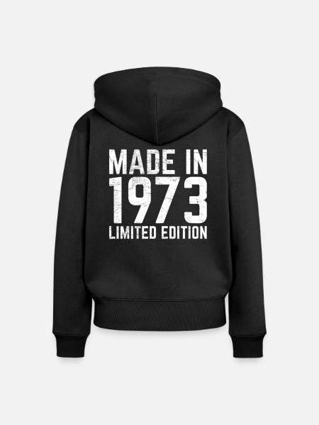 Made in 1973 - Limitierte Ausgabe - Frauen Premium Bio Zip Hoodie - Schwarz