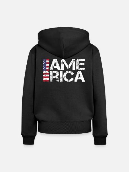 Amerika Fan - Frauen Premium Bio Zip Hoodie - Schwarz