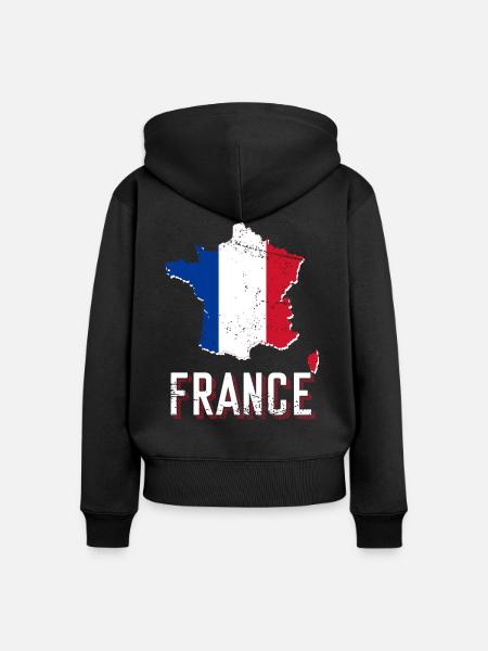 Frankreich - Frauen Premium Bio Zip Hoodie - Schwarz