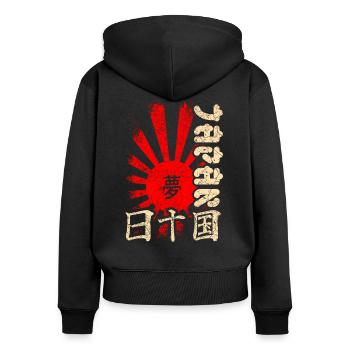 Japan - Frauen Premium Bio Zip Hoodie - Schwarz - Hinten - Julia (174cm)
