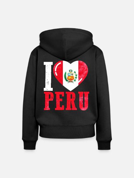 Ich liebe Peru - Frauen Premium Bio Zip Hoodie - Schwarz