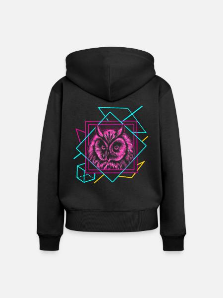 Eule - Frauen Premium Bio Zip Hoodie - Schwarz