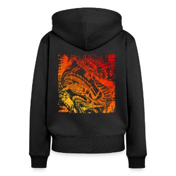 Dragon japonais chinois Fabuleux - Sweat à capuche zippé Premium bio Femme - noir - Dos - Julia (174cm)