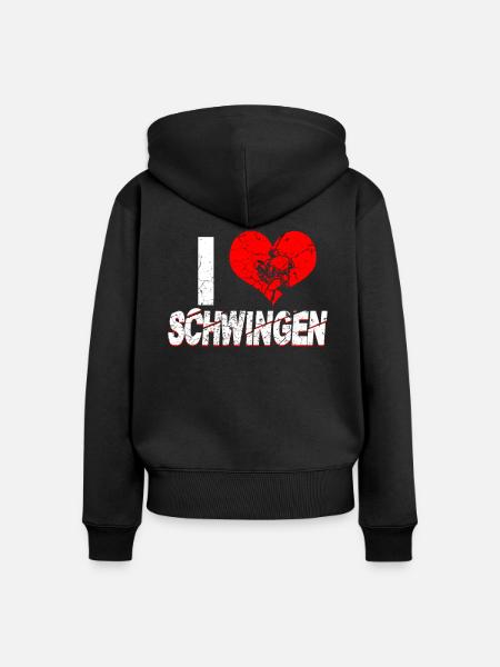 Ich liebe Schwingen - Frauen Premium Bio Zip Hoodie - Schwarz