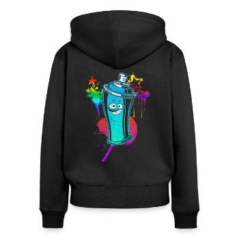 Graffiti - Sweat à capuche zippé Premium bio Femme - noir - Dos - Julia (174cm)