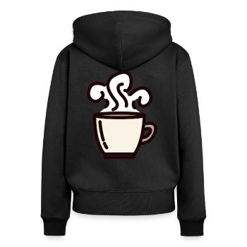 Kaffee - Frauen Premium Bio Zip Hoodie - Schwarz - Hinten - Julia (174cm)