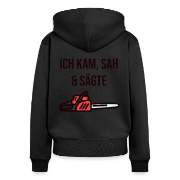 Kam a vu scier un bûcheron - Sweat à capuche zippé Premium bio Femme - noir - Dos - Julia (174cm)